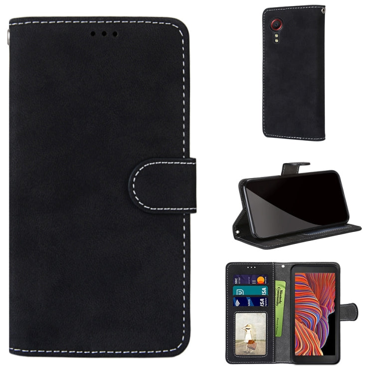 For Samsung Galaxy Xcover 5 Retro Frosted Horizontal Flip PU Leather Case with Holder & Card Slots & Wallet & Photo Frame