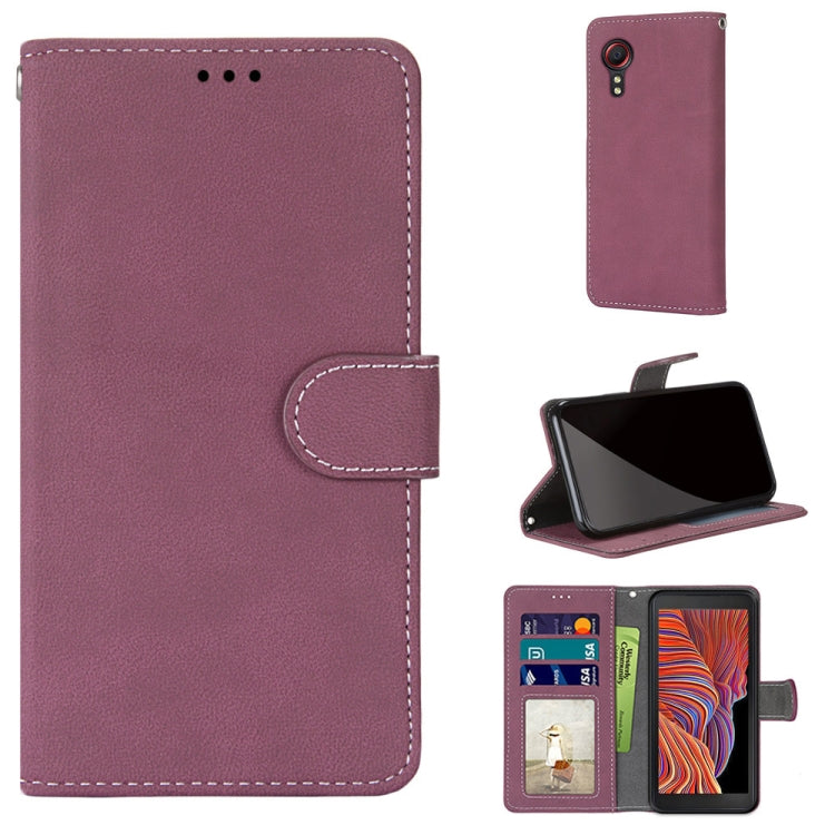For Samsung Galaxy Xcover 5 Retro Frosted Horizontal Flip PU Leather Case with Holder & Card Slots & Wallet & Photo Frame