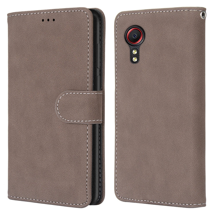 For Samsung Galaxy Xcover 5 Retro Frosted Horizontal Flip PU Leather Case with Holder & Card Slots & Wallet & Photo Frame