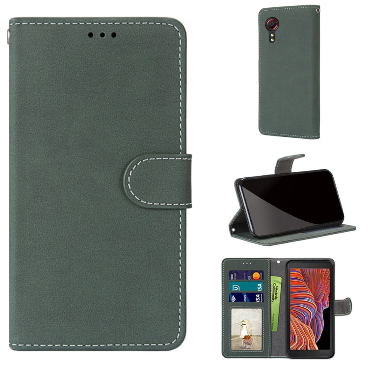 For Samsung Galaxy Xcover 5 Retro Frosted Horizontal Flip PU Leather Case with Holder & Card Slots & Wallet & Photo Frame