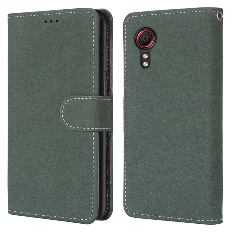 For Samsung Galaxy Xcover 5 Retro Frosted Horizontal Flip PU Leather Case with Holder & Card Slots & Wallet & Photo Frame