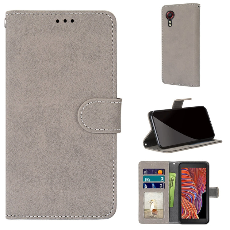 For Samsung Galaxy Xcover 5 Retro Frosted Horizontal Flip PU Leather Case with Holder & Card Slots & Wallet & Photo Frame