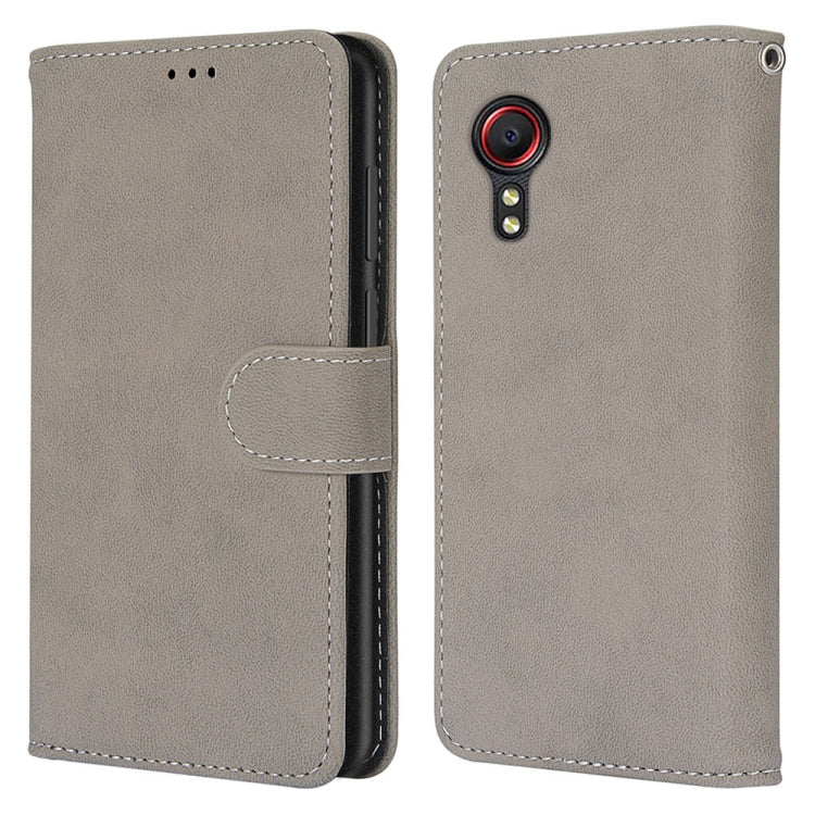 For Samsung Galaxy Xcover 5 Retro Frosted Horizontal Flip PU Leather Case with Holder & Card Slots & Wallet & Photo Frame