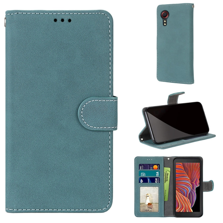 For Samsung Galaxy Xcover 5 Retro Frosted Horizontal Flip PU Leather Case with Holder & Card Slots & Wallet & Photo Frame