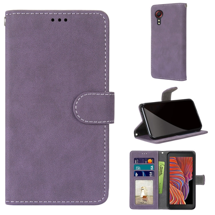 For Samsung Galaxy Xcover 5 Retro Frosted Horizontal Flip PU Leather Case with Holder & Card Slots & Wallet & Photo Frame