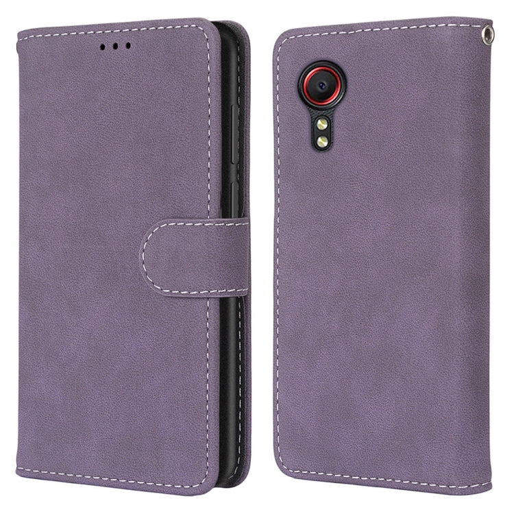 For Samsung Galaxy Xcover 5 Retro Frosted Horizontal Flip PU Leather Case with Holder & Card Slots & Wallet & Photo Frame