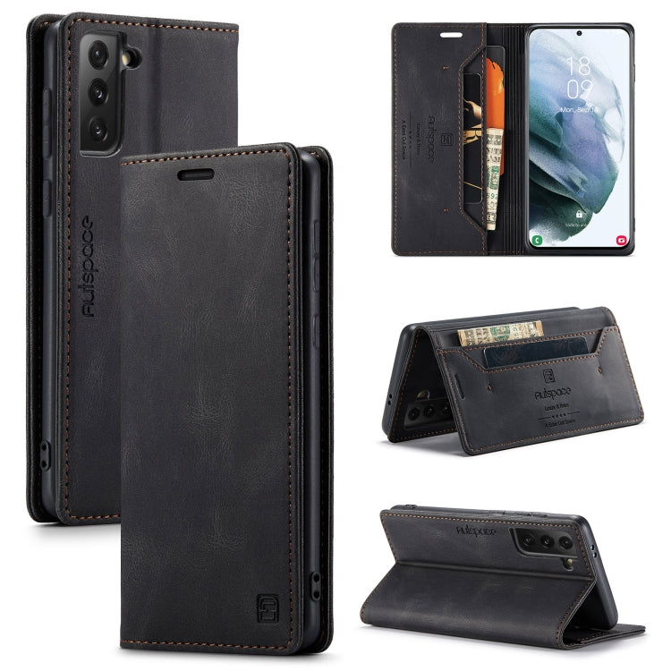 For Samsung Galaxy S21+ 5G AutSpace A01 Retro Skin-feel Crazy Horse Texture Horizontal Flip Leather Case with Holder & Card Slots & Wallet & RFID