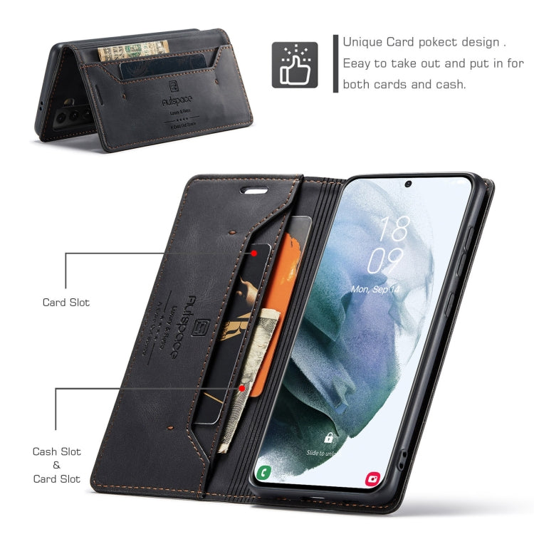 For Samsung Galaxy S21+ 5G AutSpace A01 Retro Skin-feel Crazy Horse Texture Horizontal Flip Leather Case with Holder & Card Slots & Wallet & RFID