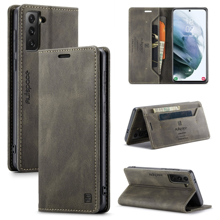 For Samsung Galaxy S21+ 5G AutSpace A01 Retro Skin-feel Crazy Horse Texture Horizontal Flip Leather Case with Holder & Card Slots & Wallet & RFID