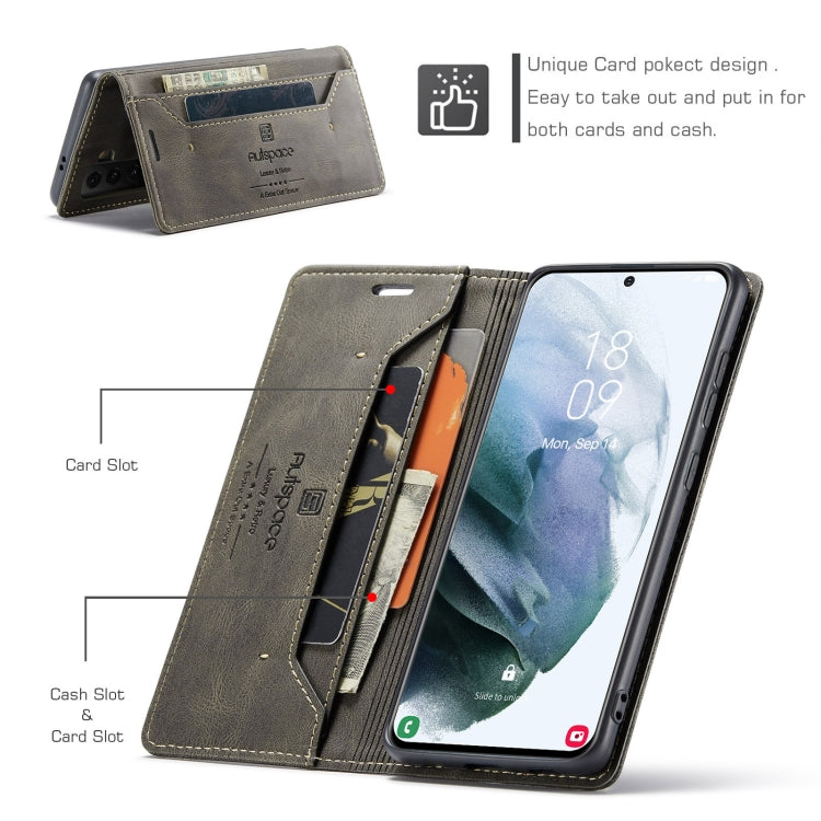 For Samsung Galaxy S21+ 5G AutSpace A01 Retro Skin-feel Crazy Horse Texture Horizontal Flip Leather Case with Holder & Card Slots & Wallet & RFID