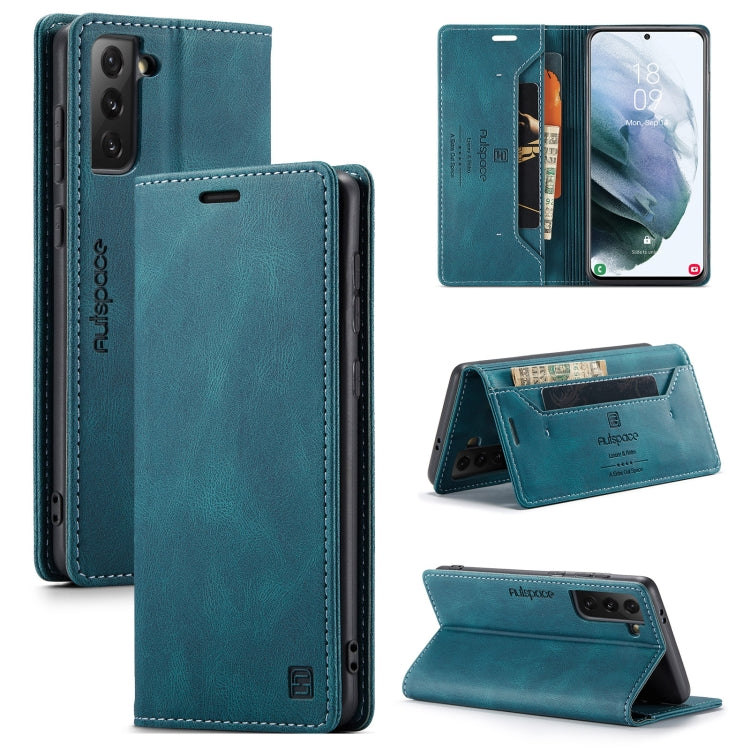 For Samsung Galaxy S21+ 5G AutSpace A01 Retro Skin-feel Crazy Horse Texture Horizontal Flip Leather Case with Holder & Card Slots & Wallet & RFID