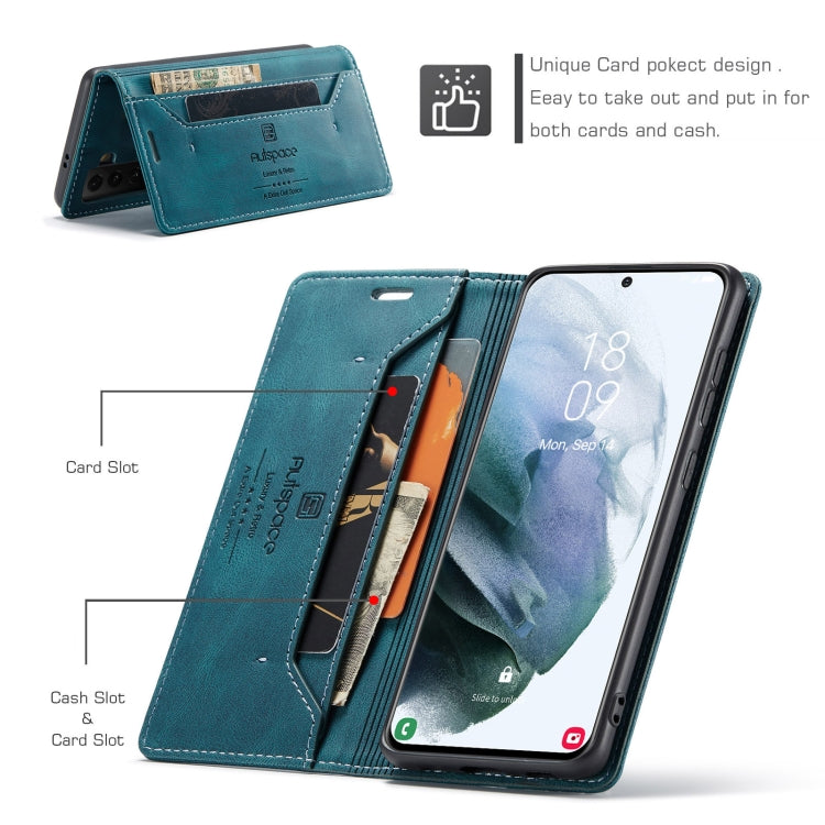For Samsung Galaxy S21+ 5G AutSpace A01 Retro Skin-feel Crazy Horse Texture Horizontal Flip Leather Case with Holder & Card Slots & Wallet & RFID