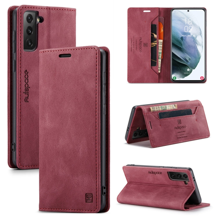 For Samsung Galaxy S21+ 5G AutSpace A01 Retro Skin-feel Crazy Horse Texture Horizontal Flip Leather Case with Holder & Card Slots & Wallet & RFID