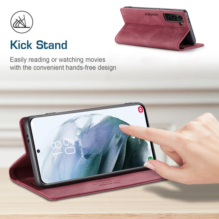 For Samsung Galaxy S21+ 5G AutSpace A01 Retro Skin-feel Crazy Horse Texture Horizontal Flip Leather Case with Holder & Card Slots & Wallet & RFID
