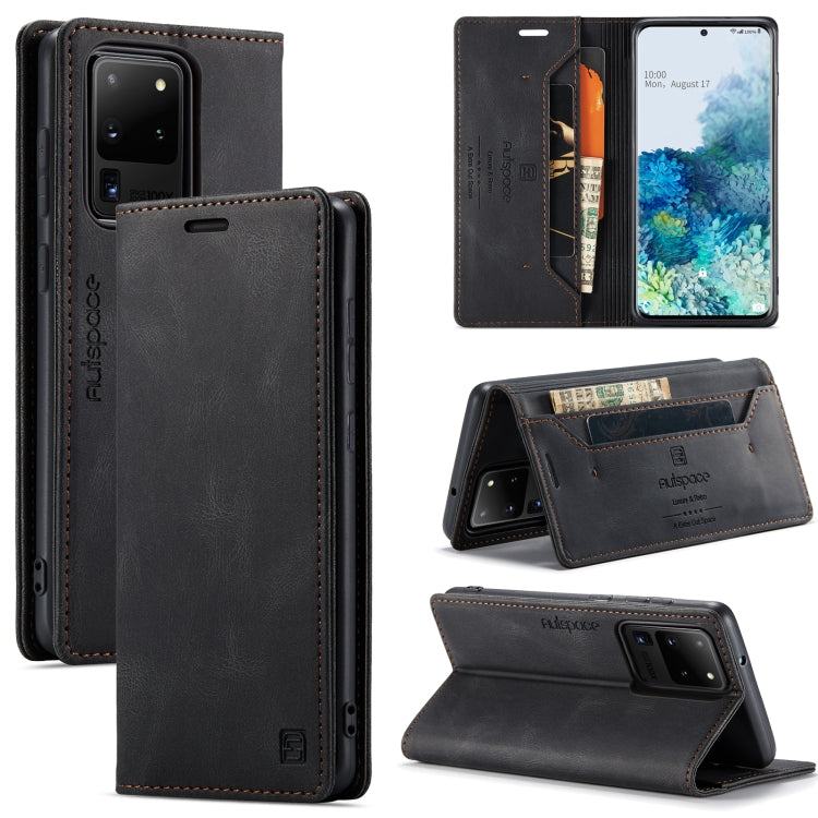 For Samsung Galaxy S20 Ultra AutSpace A01 Retro Skin-feel Crazy Horse Texture Horizontal Flip Leather Case with Holder & Card Slots & Wallet & RFID