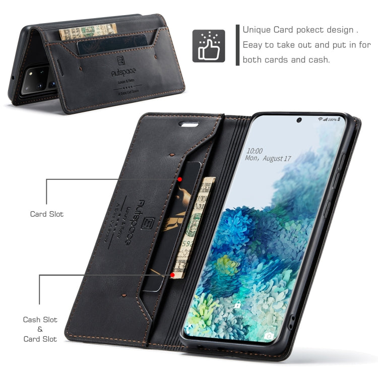 For Samsung Galaxy S20 Ultra AutSpace A01 Retro Skin-feel Crazy Horse Texture Horizontal Flip Leather Case with Holder & Card Slots & Wallet & RFID