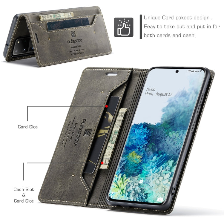 For Samsung Galaxy S20 Ultra AutSpace A01 Retro Skin-feel Crazy Horse Texture Horizontal Flip Leather Case with Holder & Card Slots & Wallet & RFID