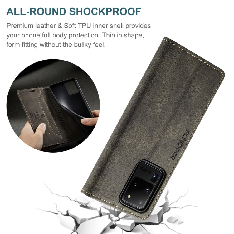 For Samsung Galaxy S20 Ultra AutSpace A01 Retro Skin-feel Crazy Horse Texture Horizontal Flip Leather Case with Holder & Card Slots & Wallet & RFID