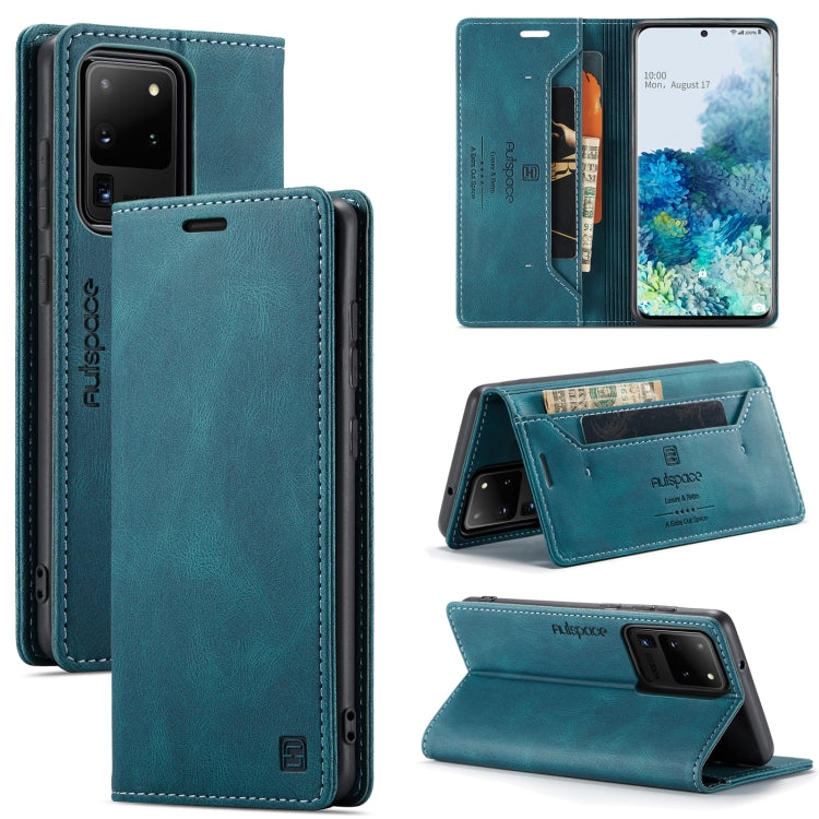 For Samsung Galaxy S20 Ultra AutSpace A01 Retro Skin-feel Crazy Horse Texture Horizontal Flip Leather Case with Holder & Card Slots & Wallet & RFID