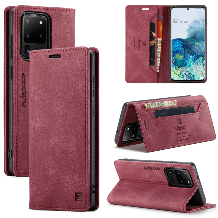 For Samsung Galaxy S20 Ultra AutSpace A01 Retro Skin-feel Crazy Horse Texture Horizontal Flip Leather Case with Holder & Card Slots & Wallet & RFID