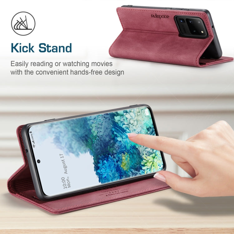 For Samsung Galaxy S20 Ultra AutSpace A01 Retro Skin-feel Crazy Horse Texture Horizontal Flip Leather Case with Holder & Card Slots & Wallet & RFID