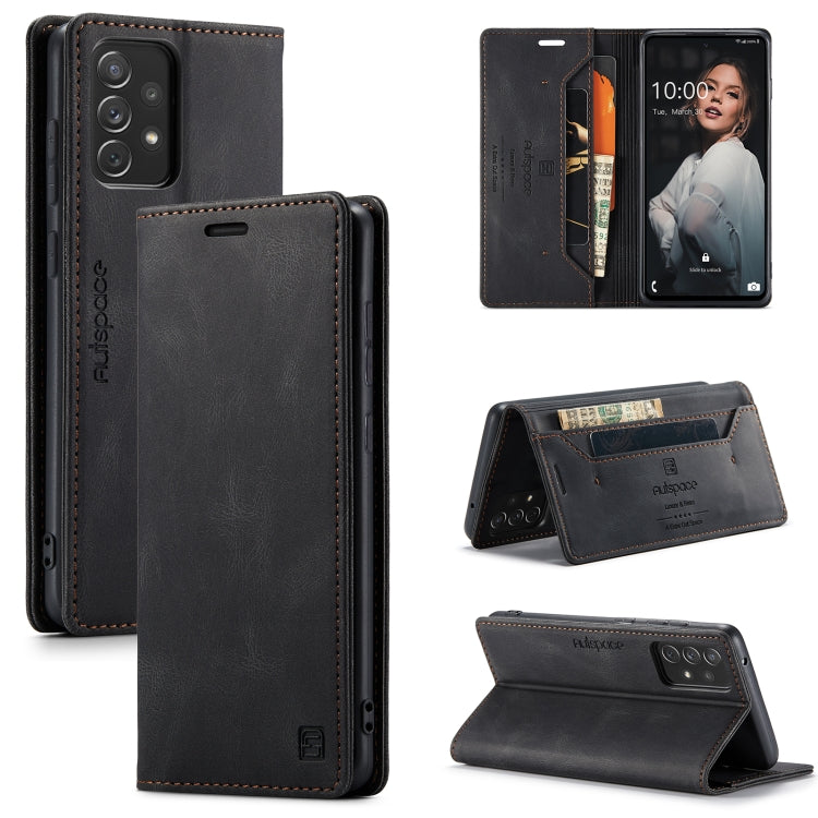 For Samsung Galaxy A72 5G / 4G AutSpace A01 Retro Skin-feel Crazy Horse Texture Horizontal Flip Leather Case with Holder & Card Slots & Wallet & RFID