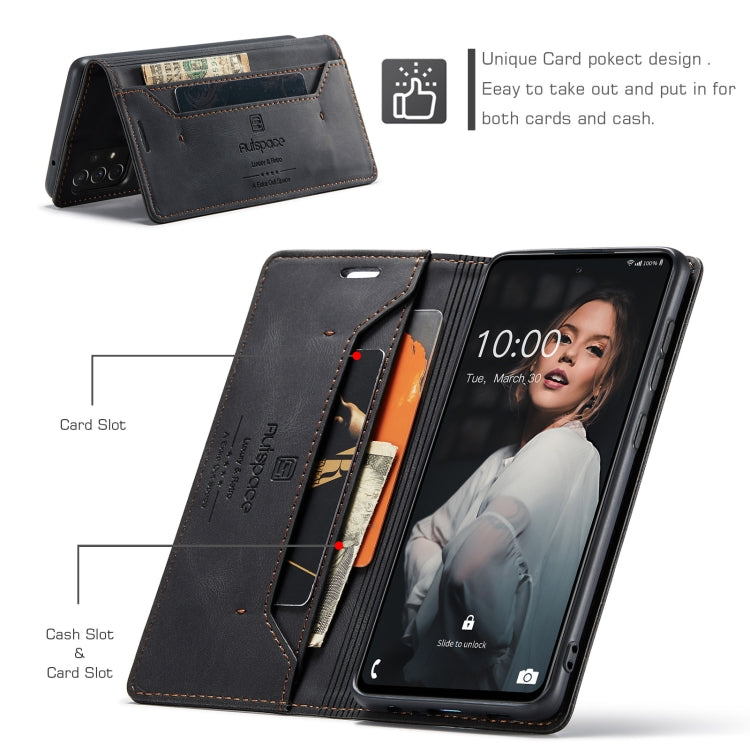 For Samsung Galaxy A72 5G / 4G AutSpace A01 Retro Skin-feel Crazy Horse Texture Horizontal Flip Leather Case with Holder & Card Slots & Wallet & RFID