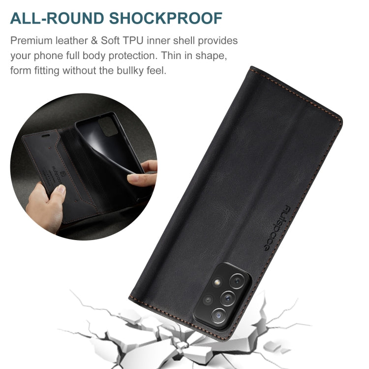 For Samsung Galaxy A72 5G / 4G AutSpace A01 Retro Skin-feel Crazy Horse Texture Horizontal Flip Leather Case with Holder & Card Slots & Wallet & RFID