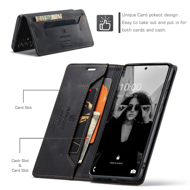 For Samsung Galaxy A52 5G / 4G AutSpace A01 Retro Skin-feel Crazy Horse Texture Horizontal Flip Leather Case with Holder & Card Slots & Wallet & RFID