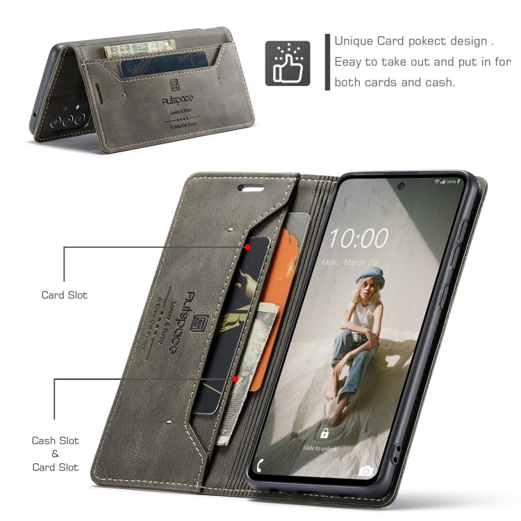 For Samsung Galaxy A52 5G / 4G AutSpace A01 Retro Skin-feel Crazy Horse Texture Horizontal Flip Leather Case with Holder & Card Slots & Wallet & RFID