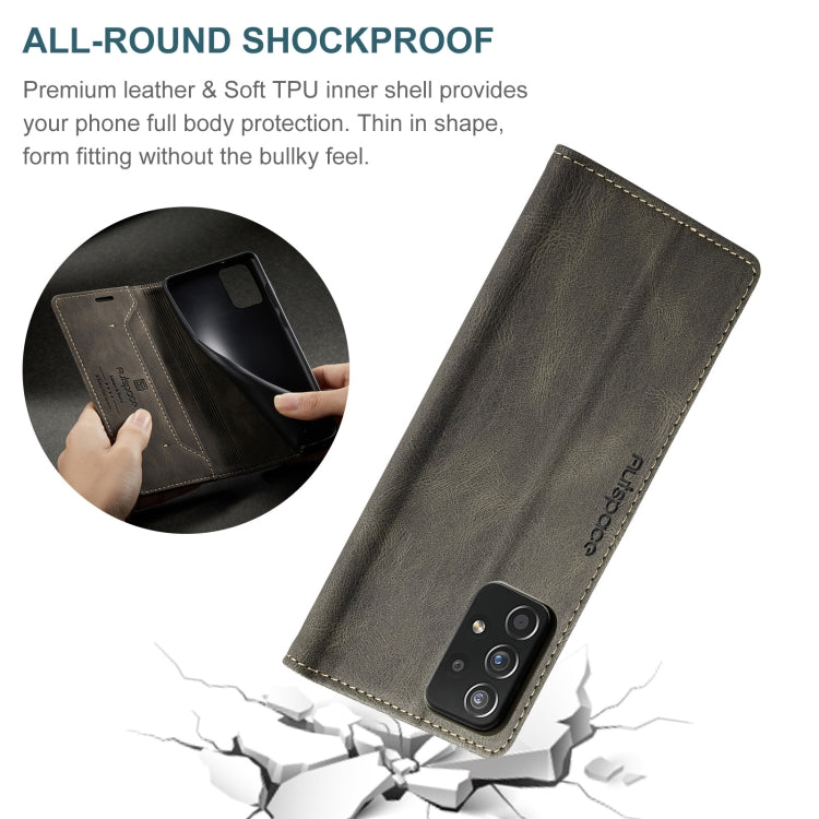For Samsung Galaxy A52 5G / 4G AutSpace A01 Retro Skin-feel Crazy Horse Texture Horizontal Flip Leather Case with Holder & Card Slots & Wallet & RFID