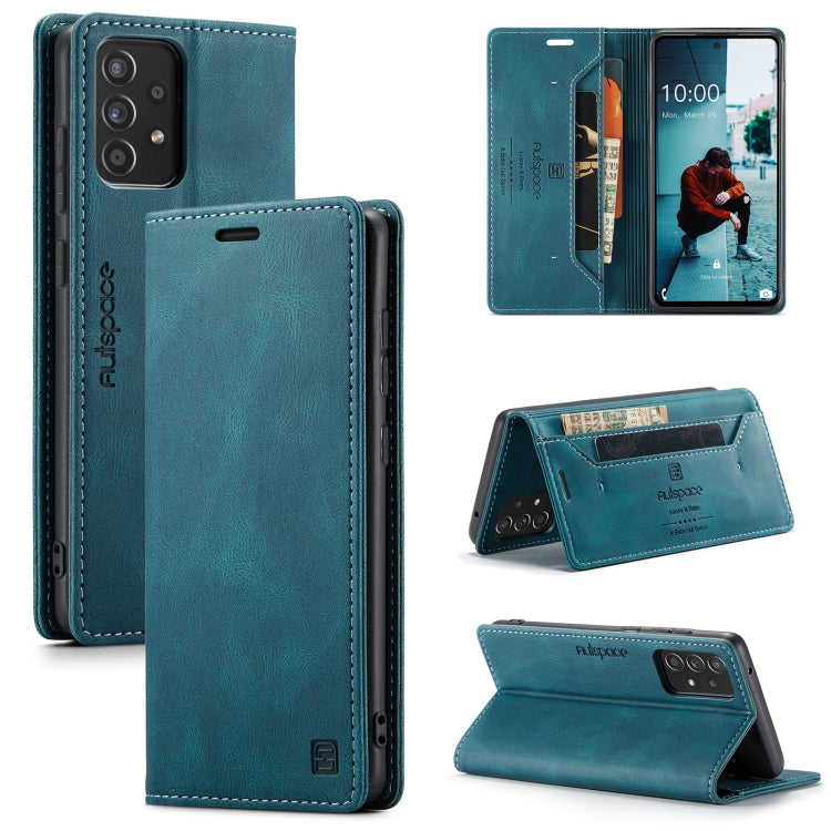 For Samsung Galaxy A52 5G / 4G AutSpace A01 Retro Skin-feel Crazy Horse Texture Horizontal Flip Leather Case with Holder & Card Slots & Wallet & RFID