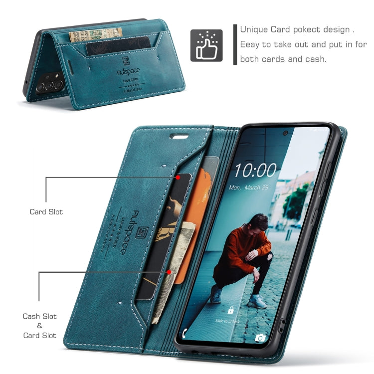 For Samsung Galaxy A52 5G / 4G AutSpace A01 Retro Skin-feel Crazy Horse Texture Horizontal Flip Leather Case with Holder & Card Slots & Wallet & RFID