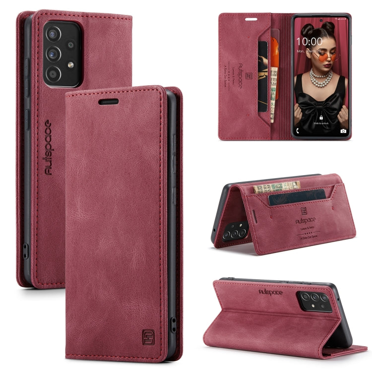 For Samsung Galaxy A52 5G / 4G AutSpace A01 Retro Skin-feel Crazy Horse Texture Horizontal Flip Leather Case with Holder & Card Slots & Wallet & RFID