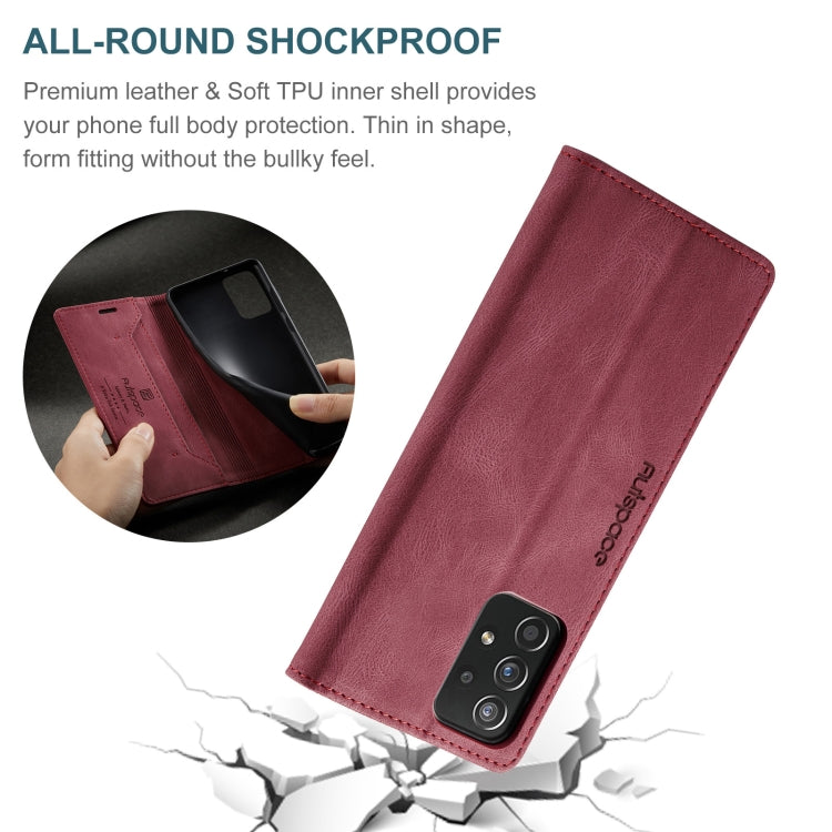 For Samsung Galaxy A52 5G / 4G AutSpace A01 Retro Skin-feel Crazy Horse Texture Horizontal Flip Leather Case with Holder & Card Slots & Wallet & RFID
