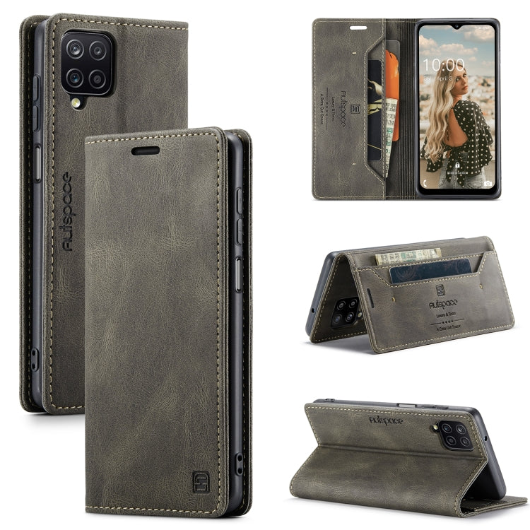 For Samsung Galaxy A12 AutSpace A01 Retro Skin-feel Crazy Horse Texture Horizontal Flip Leather Case with Holder & Card Slots & Wallet & RFID