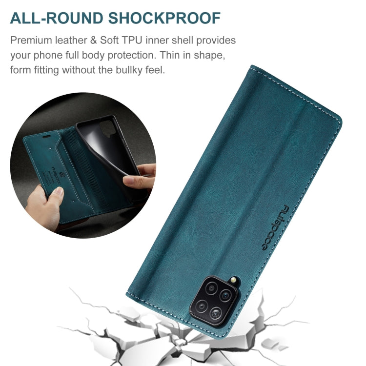For Samsung Galaxy A12 AutSpace A01 Retro Skin-feel Crazy Horse Texture Horizontal Flip Leather Case with Holder & Card Slots & Wallet & RFID