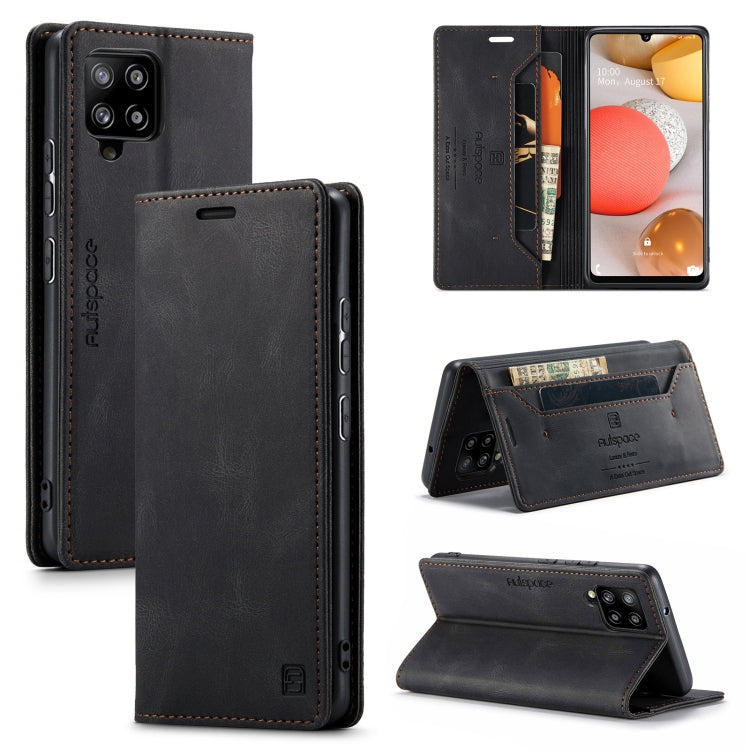 For Samsung Galaxy A42 5G AutSpace A01 Retro Skin-feel Crazy Horse Texture Horizontal Flip Leather Case with Holder & Card Slots & Wallet & RFID