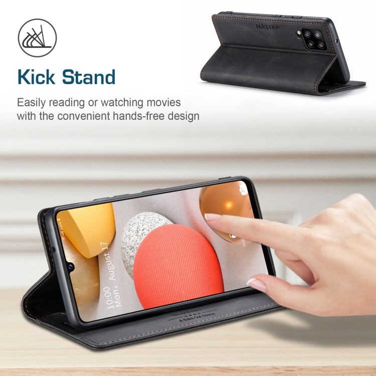 For Samsung Galaxy A42 5G AutSpace A01 Retro Skin-feel Crazy Horse Texture Horizontal Flip Leather Case with Holder & Card Slots & Wallet & RFID
