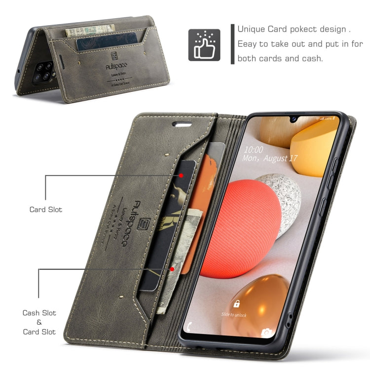 For Samsung Galaxy A42 5G AutSpace A01 Retro Skin-feel Crazy Horse Texture Horizontal Flip Leather Case with Holder & Card Slots & Wallet & RFID