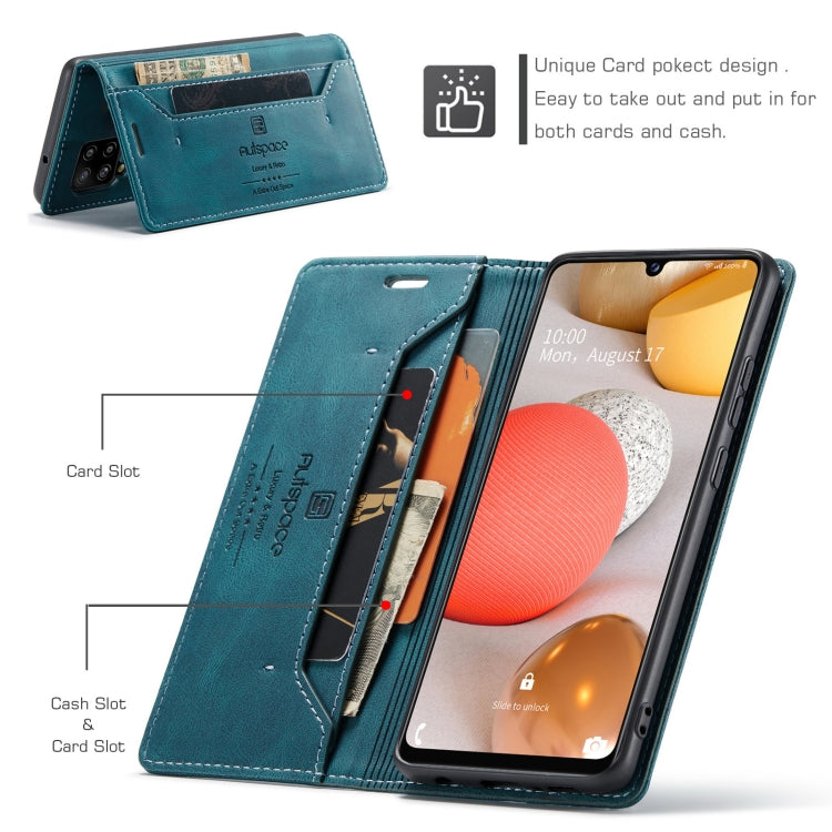 For Samsung Galaxy A42 5G AutSpace A01 Retro Skin-feel Crazy Horse Texture Horizontal Flip Leather Case with Holder & Card Slots & Wallet & RFID