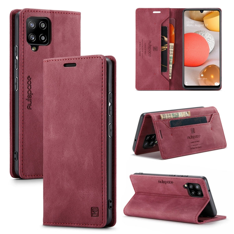 For Samsung Galaxy A42 5G AutSpace A01 Retro Skin-feel Crazy Horse Texture Horizontal Flip Leather Case with Holder & Card Slots & Wallet & RFID