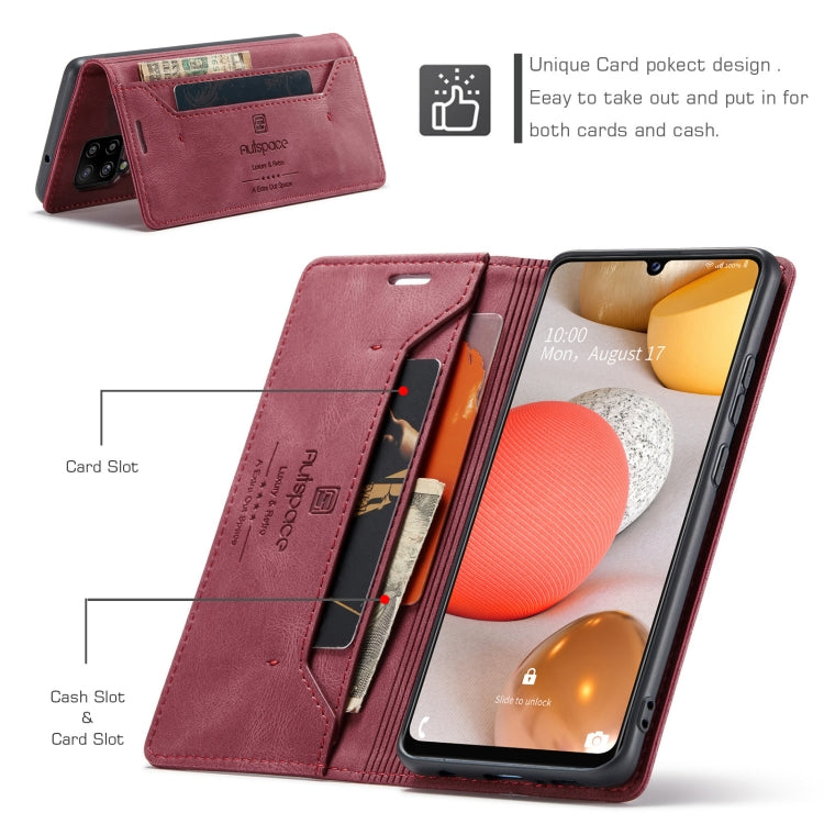 For Samsung Galaxy A42 5G AutSpace A01 Retro Skin-feel Crazy Horse Texture Horizontal Flip Leather Case with Holder & Card Slots & Wallet & RFID