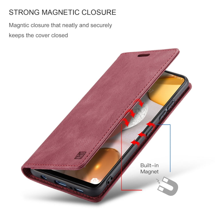 For Samsung Galaxy A42 5G AutSpace A01 Retro Skin-feel Crazy Horse Texture Horizontal Flip Leather Case with Holder & Card Slots & Wallet & RFID