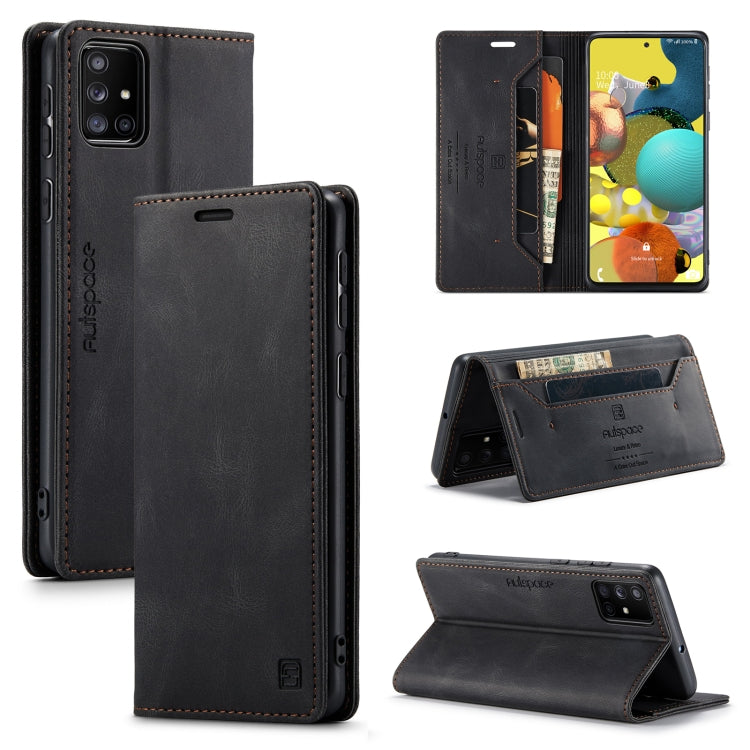 For Samsung Galaxy A51 5G AutSpace A01 Retro Skin-feel Crazy Horse Texture Horizontal Flip Leather Case with Holder & Card Slots & Wallet & RFID