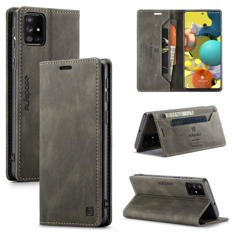 For Samsung Galaxy A51 5G AutSpace A01 Retro Skin-feel Crazy Horse Texture Horizontal Flip Leather Case with Holder & Card Slots & Wallet & RFID