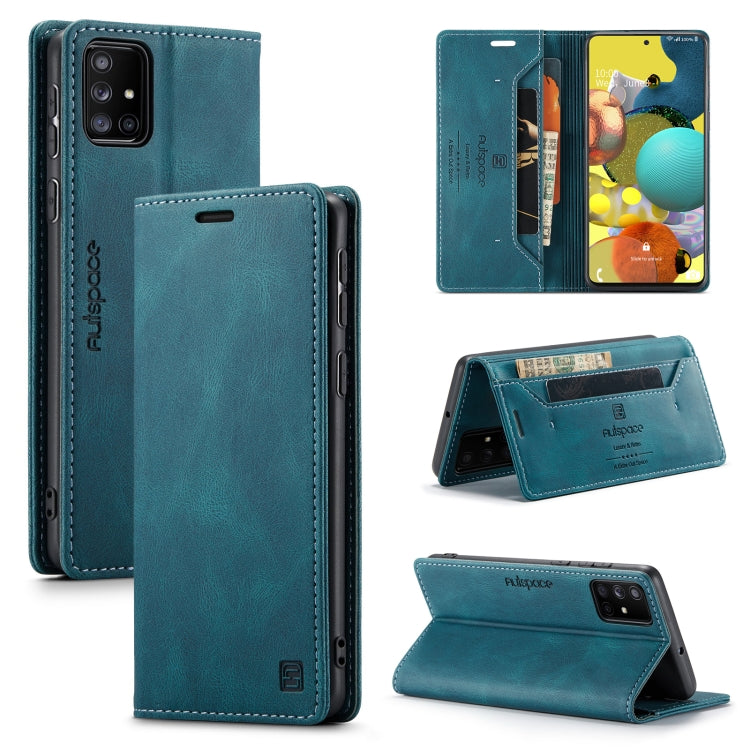 For Samsung Galaxy A51 5G AutSpace A01 Retro Skin-feel Crazy Horse Texture Horizontal Flip Leather Case with Holder & Card Slots & Wallet & RFID