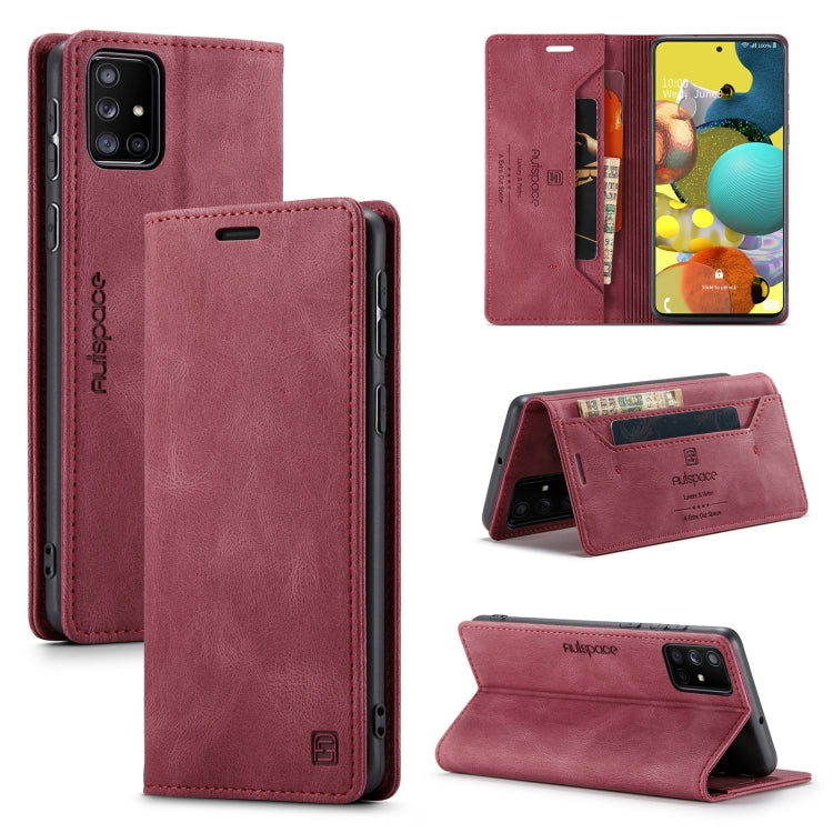 For Samsung Galaxy A51 5G AutSpace A01 Retro Skin-feel Crazy Horse Texture Horizontal Flip Leather Case with Holder & Card Slots & Wallet & RFID
