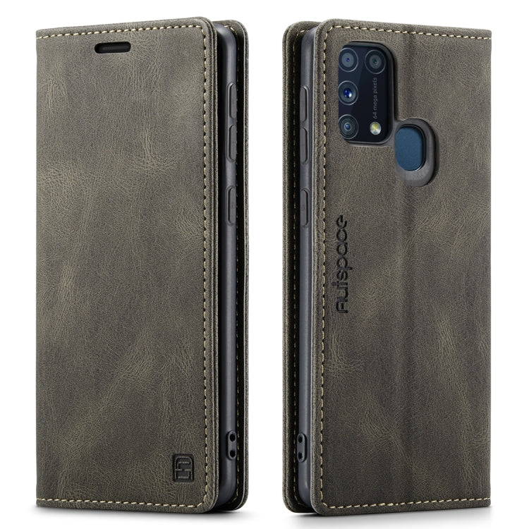 For Samsung Galaxy M31 AutSpace A01 Retro Skin-feel Crazy Horse Texture Horizontal Flip Leather Case with Holder & Card Slots & Wallet & RFID