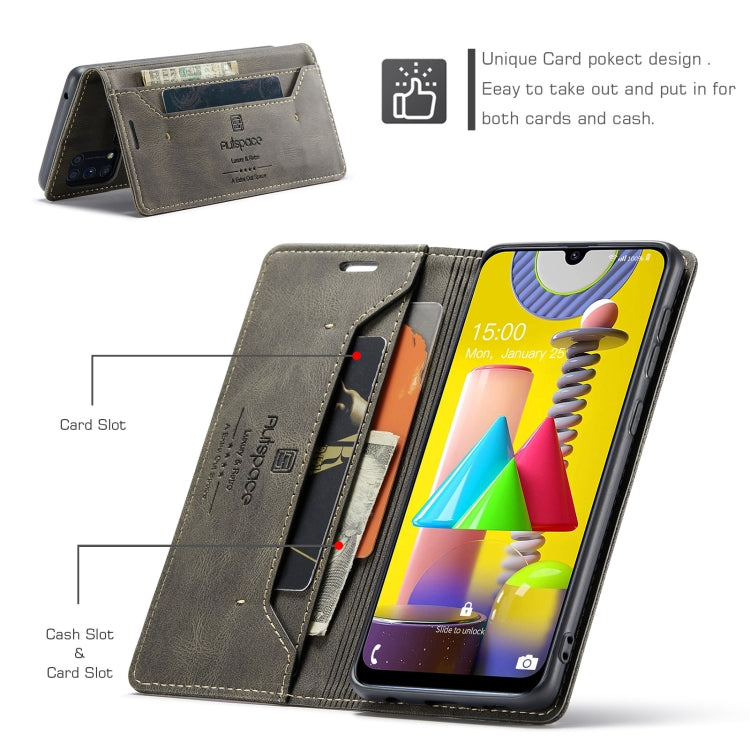 For Samsung Galaxy M31 AutSpace A01 Retro Skin-feel Crazy Horse Texture Horizontal Flip Leather Case with Holder & Card Slots & Wallet & RFID